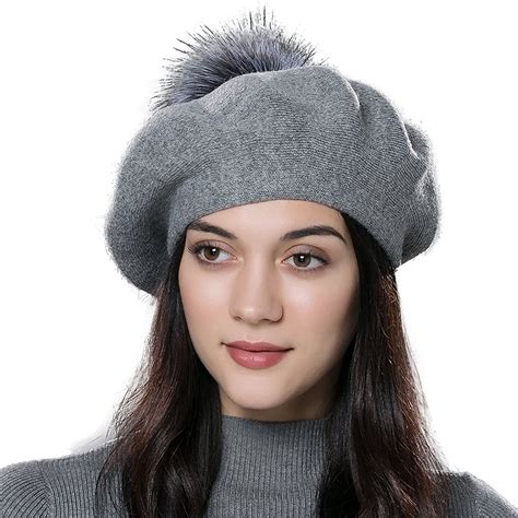 Wool knit hat with pom